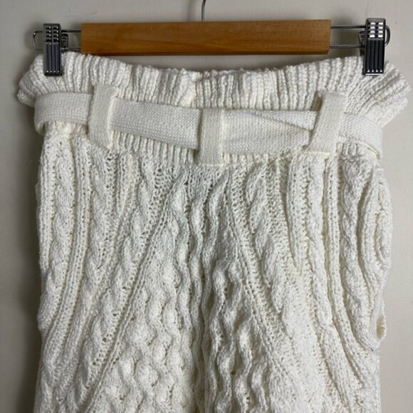 Free People Womens XS Cable Knit Sweater Shorts High Waisted Belted Ivory BOHO - Picture 5 of 10